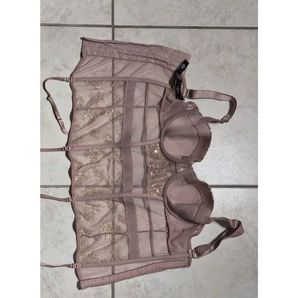 victorias secret very sexy pink nude lace bra corset lingerie 34C - Picture 9 of 13